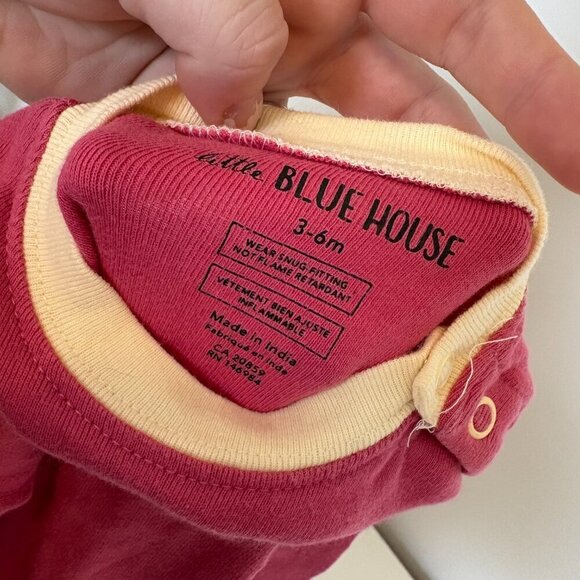 Little Blue House bear bum footless sleeper 3-6 months PJs Pink Yellow - Picture 11 of 11